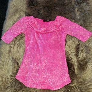 Limited Brand Pink shimmer crowl neck 3/4 sleeve, XS